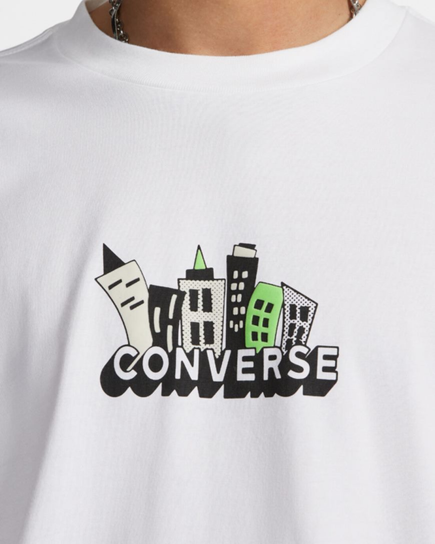 T-Shirts Barbati Converse Spring Up Grafice Albi | RO LUZEJ290